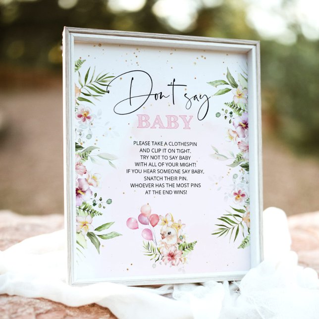 Affiche Les animaux de safari floraux Ne pas dire jeu de b (Créateur téléchargé)