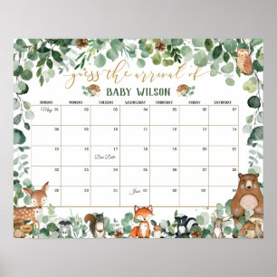 Affiche Les animaux des bois Guess Baby's Arrival Birth Ga