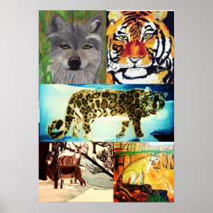 AFFICHE LES ANIMAUX SONT DE BELLES PHOTOS DE COLLAGE