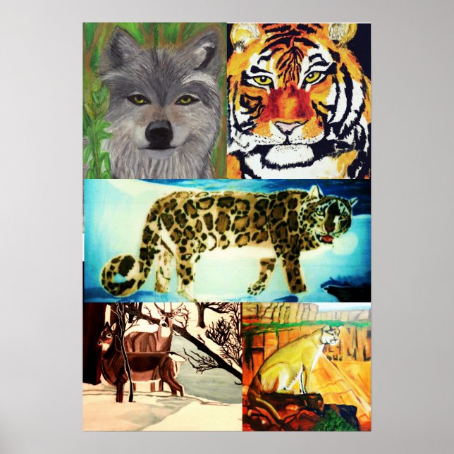 AFFICHE LES ANIMAUX SONT DE BELLES PHOTOS DE COLLAGE (Devant)