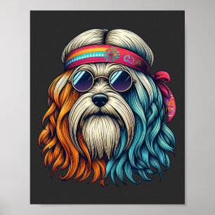 Affiche Les années 1960 hippie chien tête animaux amusants