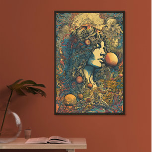 Affiche les années 70 hippie femme art de l'IA   Psychedel