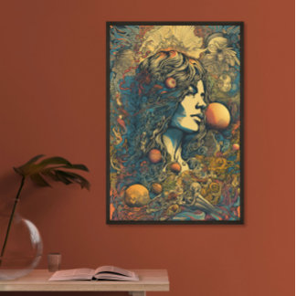 Affiche les années 70 hippie femme art de l'IA | Psychedel