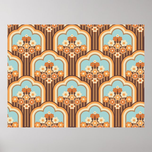 Affiche les années 70 papier peint design transparent, fle (Devant)