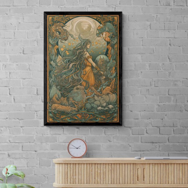 Affiche les années 70 psychédélique Hippie Chick AI Art |  (Créateur téléchargé)