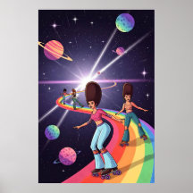 les années 70 Roller Skaters Cosmic Rainbow
