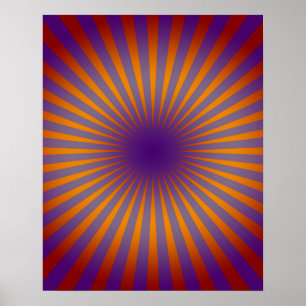 Affiche les années 70 violet orange étoile éclate mur art