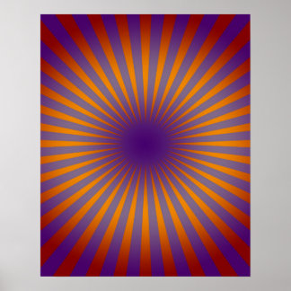 Affiche les années 70 violet orange étoile éclate mur art