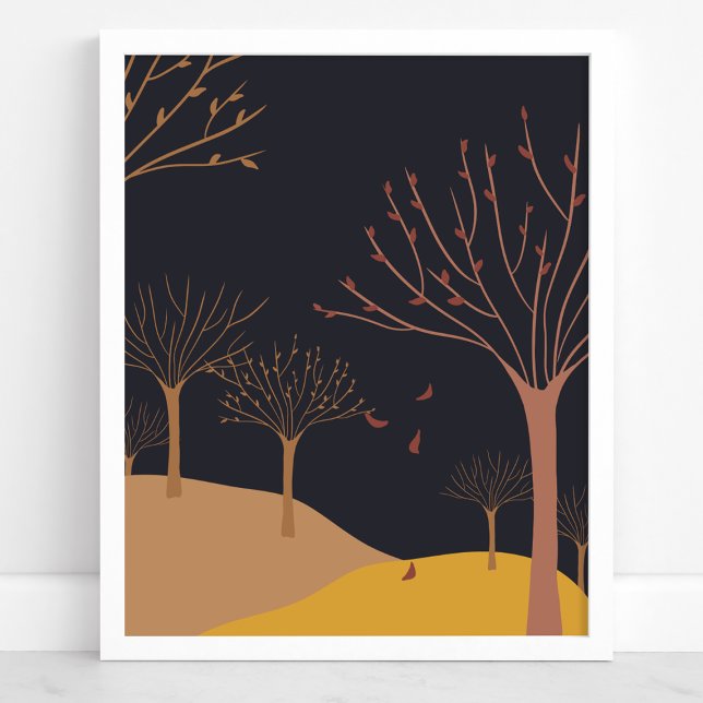 Affiche Les Arbres Avec Le Paysage D'Automne Feuille En Ch (Créateur téléchargé)