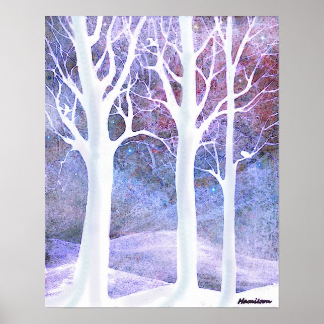 Affiche Les arbres d'hiver neigeux (Devant)