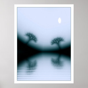 Affiche Les arbres et le lac Lune