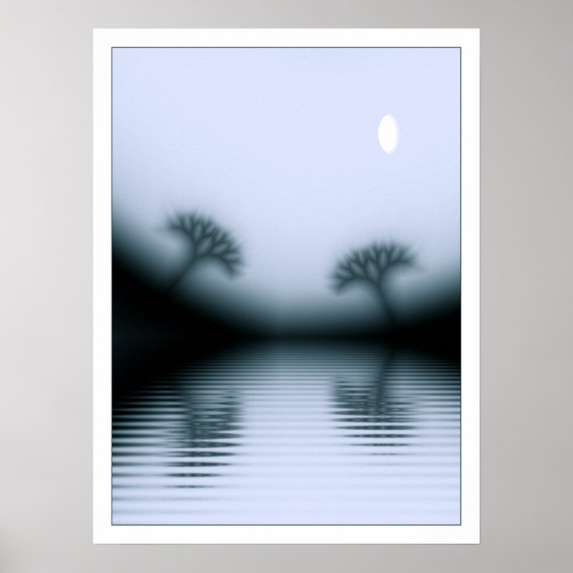 Affiche Les arbres et le lac Lune (Devant)