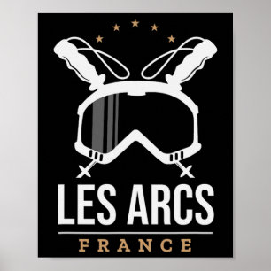 Affiche Les Arcs France Station de ski Ski Vintage Snowboa