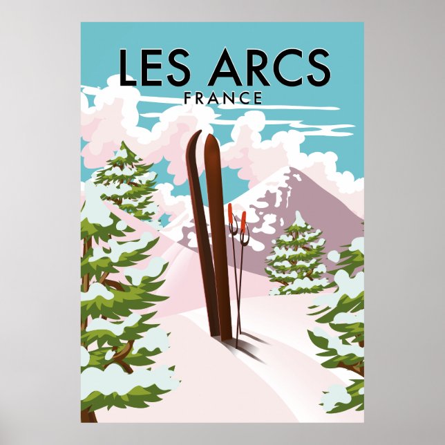Affiche Les Arcs France voyage ski (Devant)