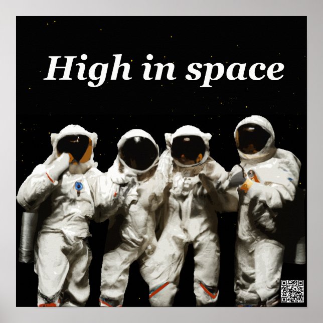 Affiche Les astronautes posant avant d'aller dans l'espace (Devant)