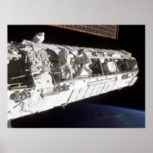 Affiche Les astronautes travaillent sur la Station spatial
