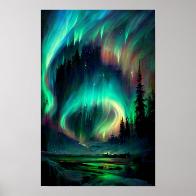 Affiche Les aurores boréales, Aurora Borealis, Alaska (Devant)