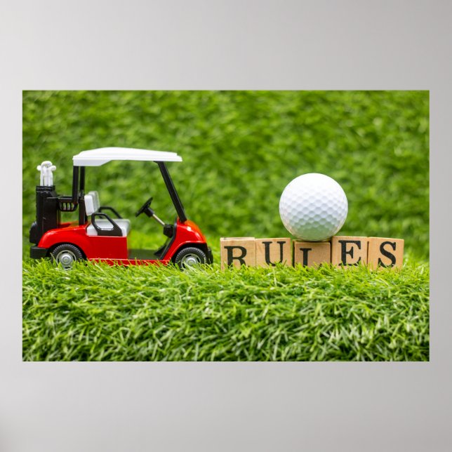 Affiche Les balles de golf sont sur de l'herbe verte (Devant)