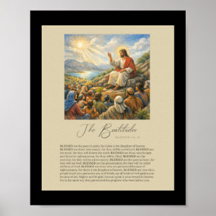 Affiche Les Béatitudes Matthieu 5:3–12 Sermon sur la monta