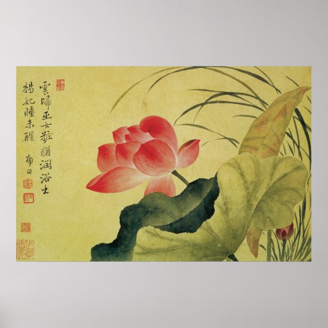 Affiche Les Beaux Arts Chinois Fleurs Lotus (Devant)