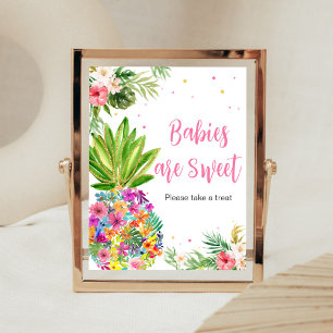 Affiche Les bébés ananas floraux tropicaux sont doux