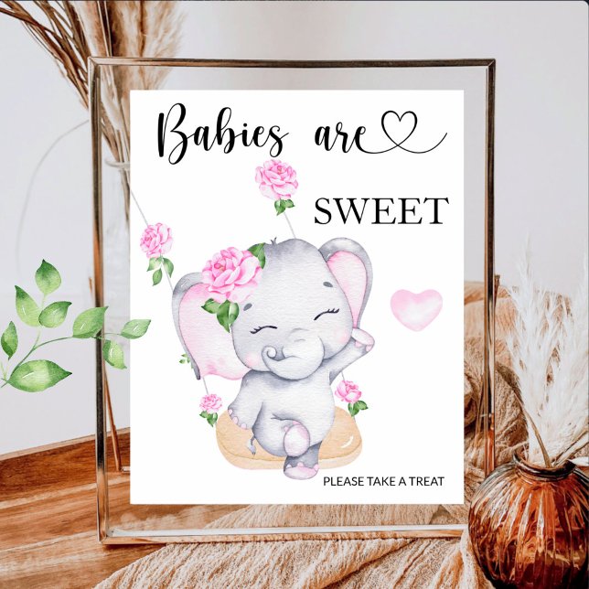 Affiche Les bébés baby showers éléphants sont doux prendre (Créateur téléchargé)