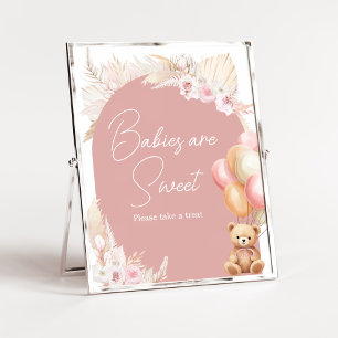 Affiche Les bébés balloons à ours rose Boho sont doux