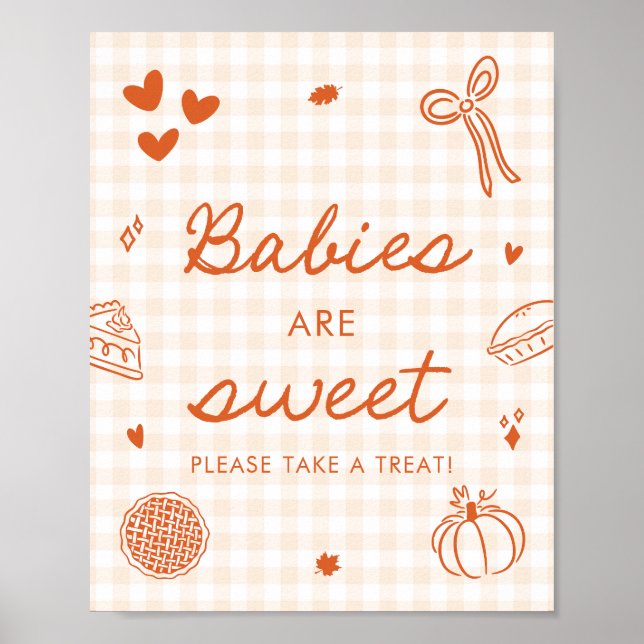 Affiche Les bébés Cutie Pie Gingham Orange d'Automne sont  (Devant)