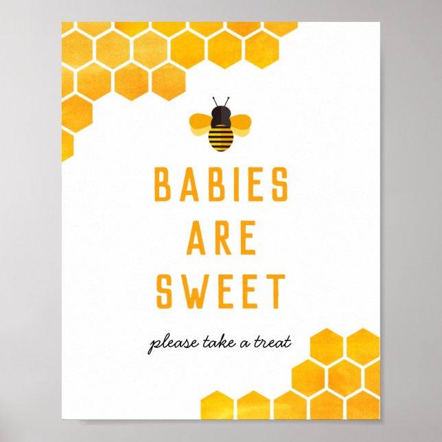 Affiche Les bébés d'abeilles miel sont des signes de faveu (Devant)