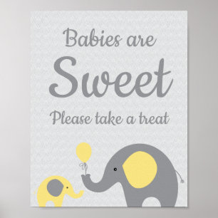 Affiche Les bébés éléphants jaunes sont doux Prenez un sig