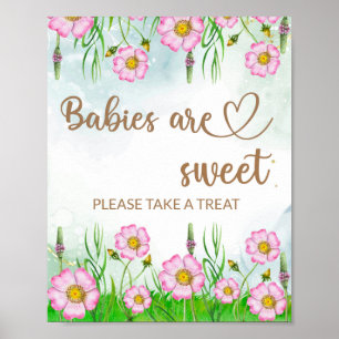 Affiche Les bébés fleur sauvage sont doux prendre un gâtea