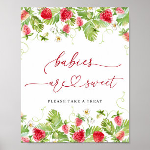 Affiche Les bébés fraises à la mode sont Baby showers doux