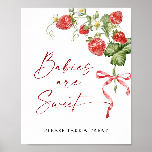 Affiche Les bébés fraises à la mode sont Baby showers doux (Devant)