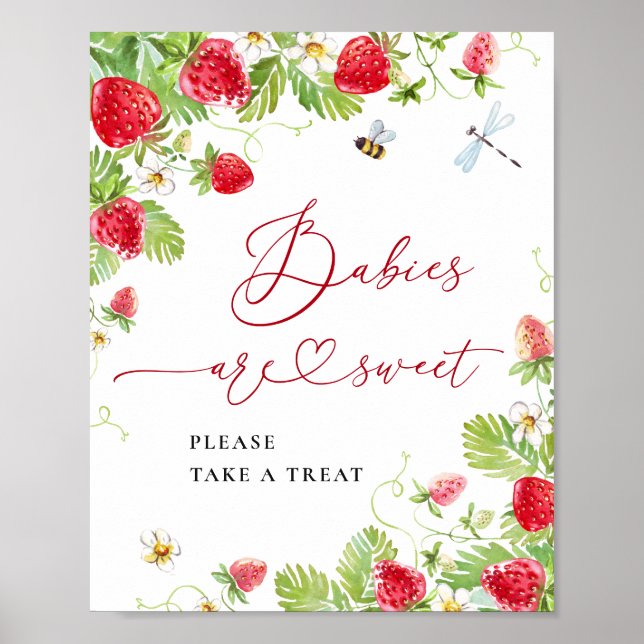 Affiche Les bébés fraises à la mode sont Baby showers doux (Devant)