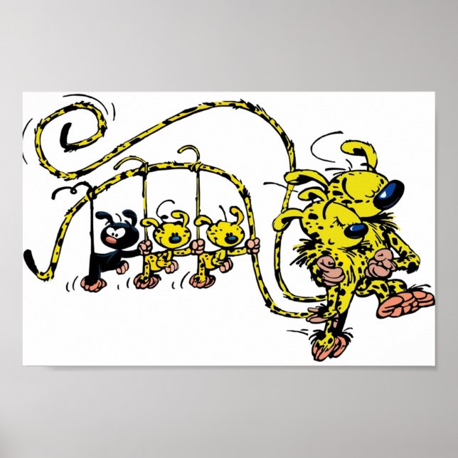 Affiche Les bébés Marsupilami pendus sur la queue (Devant)