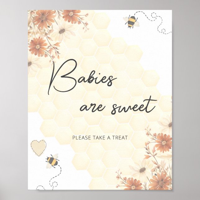 Affiche Les bébés miel sont doux Prendre un Baby shower de (Devant)