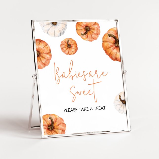 Affiche Les bébés minimalistes de petits Citrouilles sont  (Minimalist Pumpkin Baby Shower Babies are Sweet Sign)