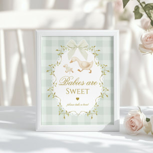 Affiche Les bébés Silly Goose sont mignons Gingham Vert Sa