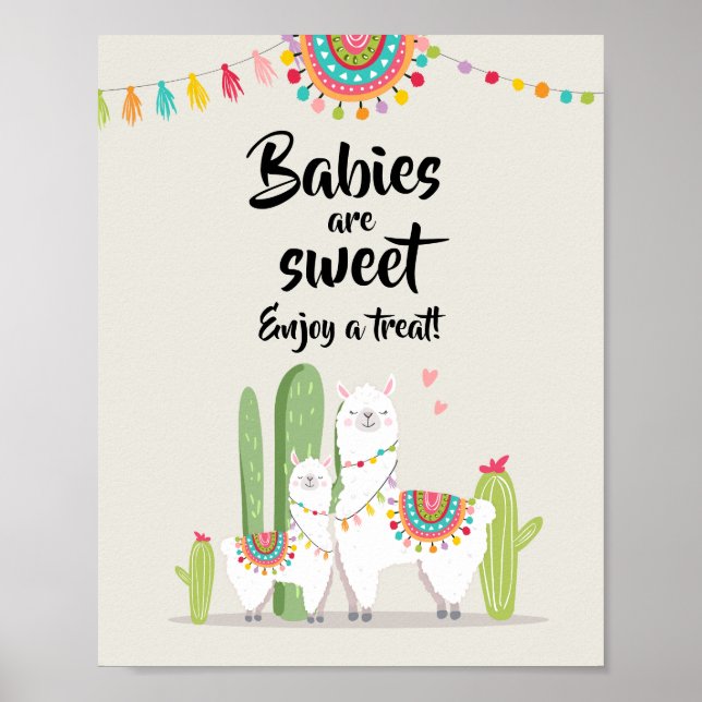 Affiche Les bébés sont de doux signe de fête de lama pour  (Devant)
