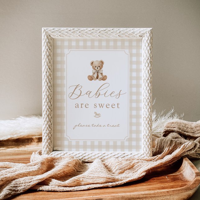 Affiche Les bébés sont des ours en peluche doux gingham ne (Créateur téléchargé)