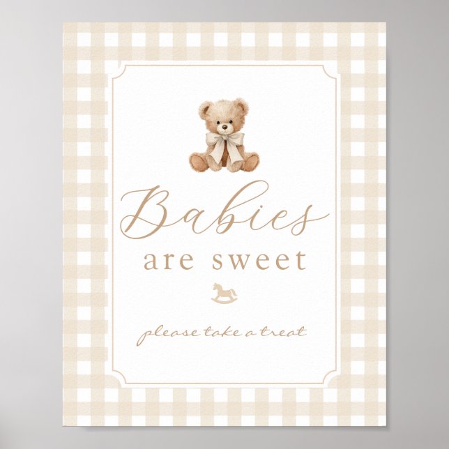 Affiche Les bébés sont des ours en peluche doux gingham ne (Devant)