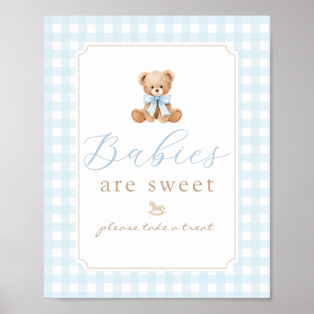 Affiche Les bébés sont des ours en peluche mignons Gingham (Devant)