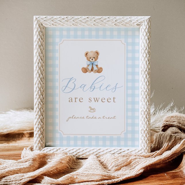 Affiche Les bébés sont des ours en peluche mignons Gingham (Créateur téléchargé)