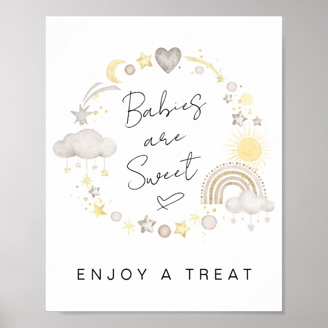 Affiche Les bébés sont doux Baby shower Boho Treat (Devant)