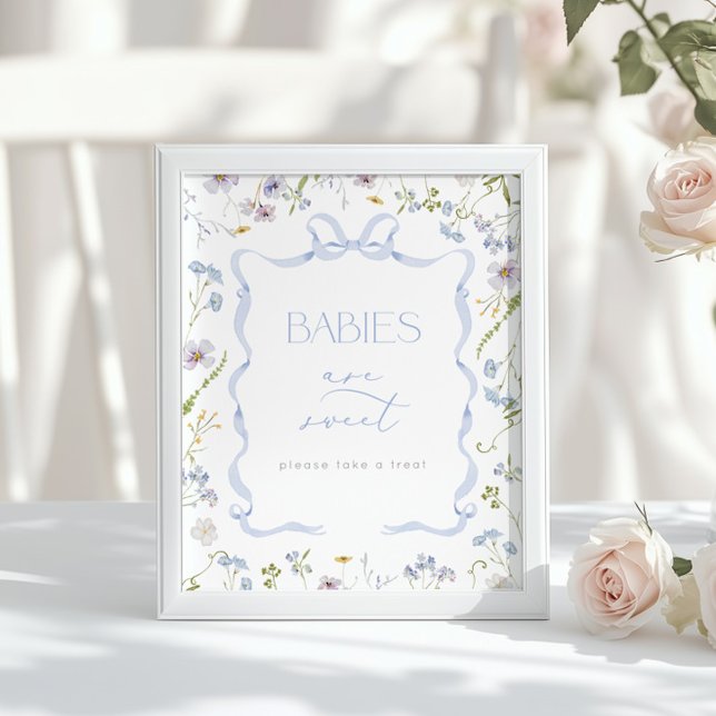 Affiche Les bébés sont doux Fleur sauvage à ruban bleu Bab (Créateur téléchargé)