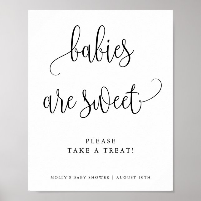 Affiche Les bébés sont doux minimaliste Calligraphie Faveu (Devant)