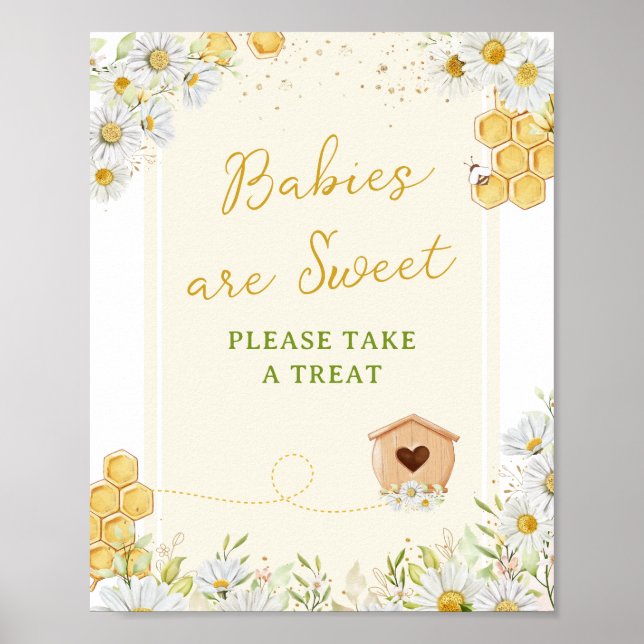 Affiche Les bébés sont doux prendre traiter Baby shower Bu (Devant)