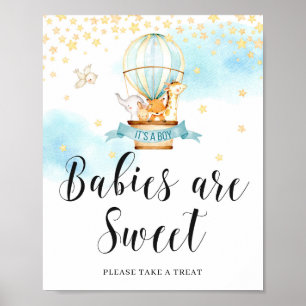 Affiche Les bébés sont doux signe Baby shower montgolfière