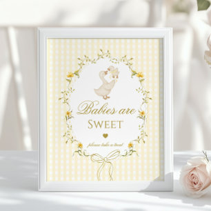 Affiche Les bébés sont doux Silly Goose jaune gingham