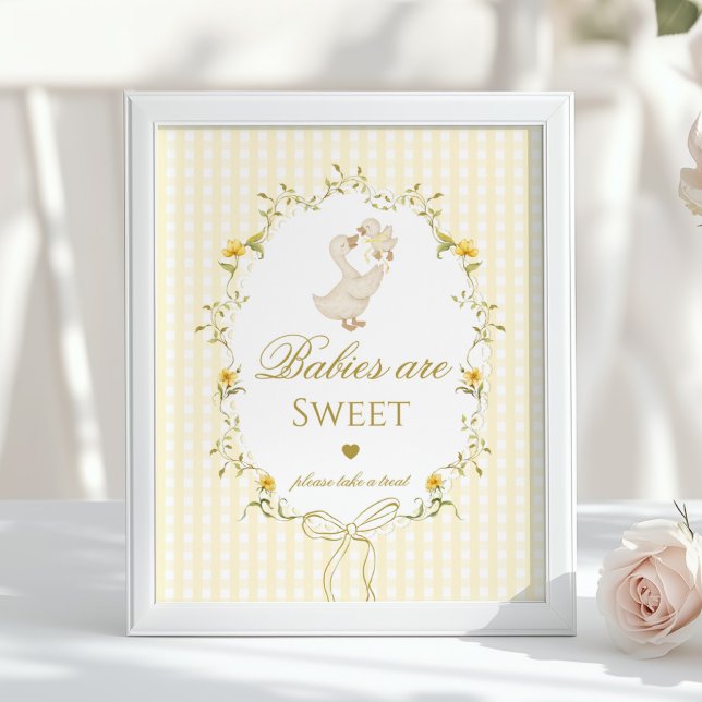 Affiche Les bébés sont doux Silly Goose jaune gingham (Créateur téléchargé)